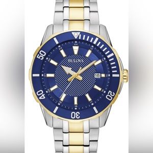 NWT Bulova 98B360 Men's Two Tone Stainless Steel  Dial 3-Hand Abnalog Date Watch